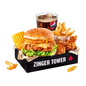 Zinger Tower Box Meal with 2 Hot Wings
